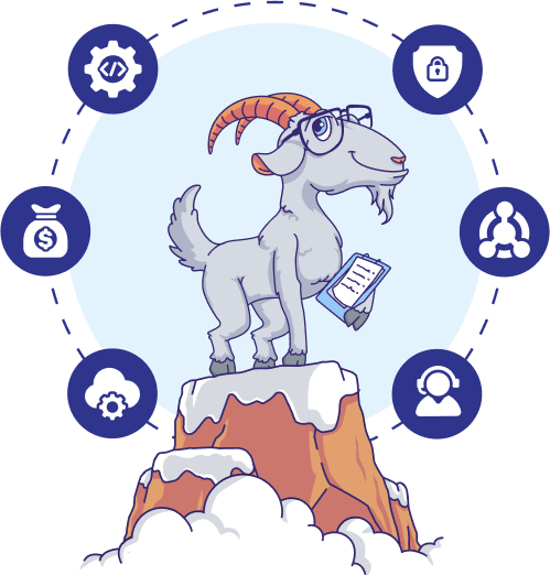 PeakPlus managed IT services for life sciences – illustrated goat mascot