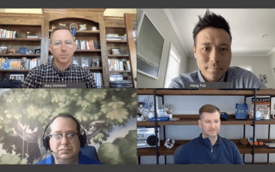 A screenshot of a virtual webinar featuring four panelists: Gary Derheim, Hong Pun, Todd Bernhard, and Kevin McGrath. Each panelist is in their own setting, participating in an online discussion.